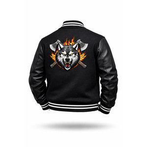 Veste bomber varsity en molleton d'hiver, personnalisable avec logo, broderie de haute qualité, imperméable, écologique, style streetwear. - Product Image 6