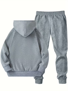 Boys' Solid Color Cotton Pullover Hoodie Zipper Hoodie & Joggers Sets Outdoor Sweatshirt Multi-Piece Casual Bangladesh - Product Image 5