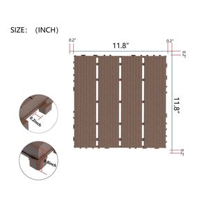 44 Pack Plastic <b>Interlocking</b> Deck <b>Tiles</b> 12\"x12\" Square Waterproof Outdoor Patio Decking <b>Tiles</b> for All Weather Use - Product Image 3