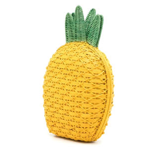 Jaune ananas enfants été plage aller voyage pique-nique rotin sacs pour enfants design créatif unique tressé à la main bébé sac - Product Image 4