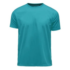 T-shirt à manches courtes bleu clair pour homme, coupe classique, séchage rapide, tricoté en polyester, décontracté, col rond, couleur unie - Product Image 6