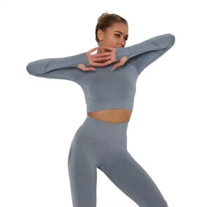 Ensemble de yoga 2 pièces pour femme : Soutien-gorge de sport à bretelles et Leggings effet push-up, motif uni, respirant, taille élastique, fermeture avant - Product Image 5