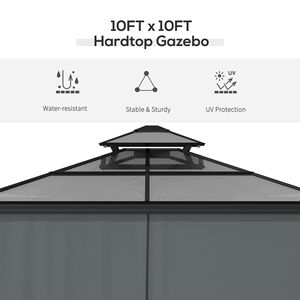 Gazebo in Alluminio con Tettoia in Policarbonato Impermeabile 3x3 m per Villa, Cortile, Parco - Product Image 4