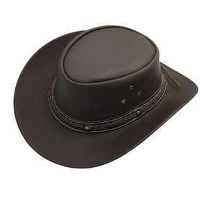 Chapeau de cowboy en cuir marron unisexe personnalisé en gros avec bande tressée, ajustable, style décontracté d'hiver pour l'extérieur, taille adulte 56-58CM - Product Image 5