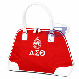 Delta Sigma Theta DST Sorority Women's <b>Canvas</b> Zipper <b>Handbag</b> with Greek Letters Custom Logo Design Laptop Storage for Daily Use - Product Image 2