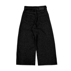 Custom Straight Baggy Men's Hip Hop Jeans Custom Logo Blank Streetwear Button Washed Distressed Organic Cotton Denim Fabric <b>Rope</b> - Product Image 1