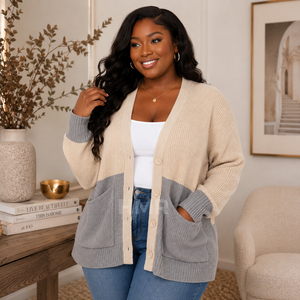 HMR Sisterhood Sorority Acrylic Knitted V-Neck <b>Cardigan</b> With Contrast Color Pockets Full Sleeve Casual Top - Product Image 3