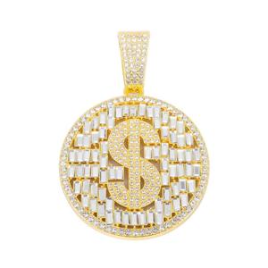 Elegante Colgante Redondo de Diamantes con Diseño de Símbolo de Dólar para Mujer, Joyería Fina, Regalo y Accesorio para Fiestas, Disponible al Mejor Precio - Product Image 1