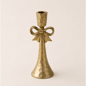 Vintage Gold <b>Bow</b> Tie Metal Candle <b>Holder</b> Antique Brass Taper Candlestick Stand for Wedding Centerpiece Tabletop Accents - Product Image 3