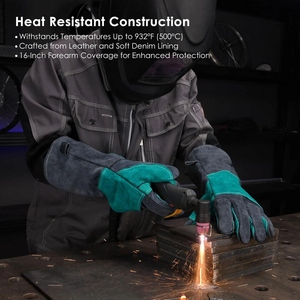 Nouvelles gants de soudure en cuir de vachette pleine fleur, résistants, pour travaux lourds, protection, lutte contre les incendies, barbecue, durables - Product Image 3