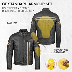 Wholesale <b>Motorcycle</b> <b>Leather</b> <b>Jacket</b> CE Elbow, Shoulder & Back Protection <b>Armor</b> Bike Rider Custom Logo Motorbike Racing <b>Jacket</b> - Product Image 2