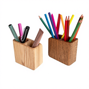 Portaplumas Cuadrado de Madera de Acacia, Florero de Mesa, Diseño Moderno Ajustable para Material de Oficina - Product Image 4