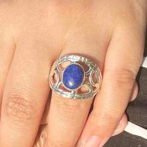 Handmade Natural Lapis Lazuli 925 Sterling Silver <b>Ring</b> Statement Gemstone Jewelry Gift For Women Elegant - Product Image 6