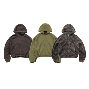 Sudadera con capucha extragrande con cremallera y efecto tie-dye de felpa francesa para hombre, estilo casual urbano, ideal para otoño 2026 (venta al por mayor) - Product Image 2
