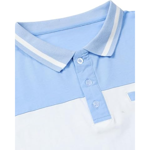 Camiseta de Golf Casual de Algodón para Hombre, de Manga Corta, con Bloques de Color Sólido, Cuello en Contraste, Bolsillo Frontal, Antiarrugas - Product Image 4