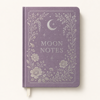 LABON Luxury Lavender Moon Notes Astrological Planner Silver Foil Floral Wreath Linen Hardcover Buku Catatan Pelacak Kebiasaan dan Suasana Hati