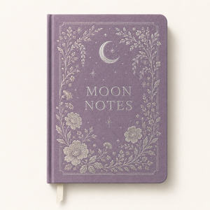 LABON Agenda Astrologica de Lujo con Notas de Lavanda y Luna, Tapa Dura de Lino con Grinalda Floral y Detalles en Papel Plateado, Diario para el Seguimiento de Hábitos y Estado de Ánimo - Product Image 1