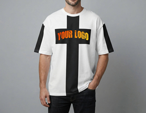 เสื้อยืดคอกลมโอเวอร์ไซส์ผ้าฝ้าย 100% ยี่ห้อดัง ขายดี ลายโลโก้ดิจิทัลตามสั่ง ซักนุ่มแบบ Sand Washed น้ำหนัก 180 กรัม สีพื้น - Product Image 1