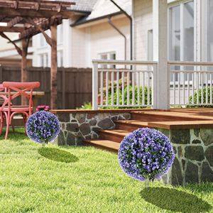 2 Pack 1.3ft UV Resistant Artificial Ball Eucalyptus Topiary Faux Greenery <b>for</b> Indoor & Outdoor Use with <b>Ground</b> <b>Stake</b> - Product Image 2