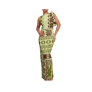 Robe longue sans manches grande taille personnalisée pour femme, style Samoan, moulante, à nouer, avec lacets, superposée, pour soirée - Product Image 1