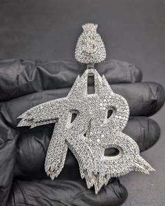 Colgante de Letra Personalizada Hip Hop, Amuleto de Bolsa de Dinero, Moissanita, Plata 925, Micro Pavé, Joyería Moderna Unisex para Uso Diario - Product Image 1