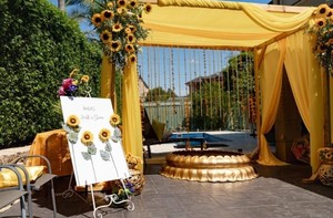 Golden Lotus Haldi Bowl Wedding Decoration Artificial Vintage Modern Design Eco-friendly Urli for Ceremony - Product Image 2