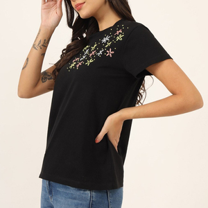 Fashion Women Embroidery T <b>Shirt</b> Soft Touch Cotton Oversized Casual Trendy Summer Clothing - Product Image 4