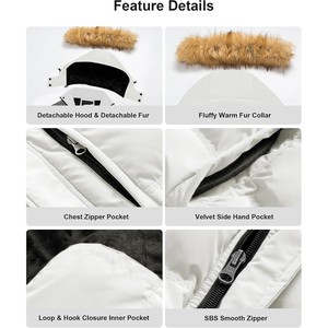 Premium Quality Men's Winter Down Puffer <b>Jacket</b> With <b>Fur</b> <b>Hood</b> Windproof Zipper Closure Casual Color Blocking Design Regular Fit - Product Image 5
