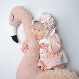 Romper Set for Baby <b>Girls</b> High Quality Winter Warm Velvet Onesis Occasion Christmas with Low MOQ Machine Embroidery Pink Mia - Product Image 5