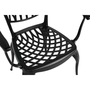 Ensemble bistrot 3 pièces en aluminium moulé résistant aux intempéries, comprenant une table et 2 chaises avec trou pour parasol, pour terrasse ou jardin - Product Image 6