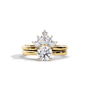 Anillo de compromiso de diamante de corte brillante redondo para mujer, chapado en oro de 14k, certificado IGI, estilo clásico, color D, diamante cultivado en laboratorio. - Product Image 1