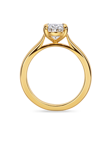 Anillo de compromiso solitario minimalista con diamante ovalado cultivado en laboratorio, oro rosa, halo oculto, elegante anillo de diamante con corte ovalado estilo catedral, joyería. - Product Image 4