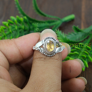 Bague en citrine jaune, argent sterling 925, design artisanal, bague de fiançailles, bijoux en citrine, cadeau de Noël, bijoux pour femme - Product Image 4