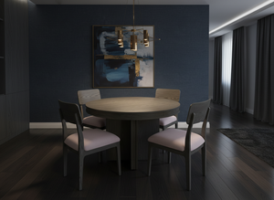 Ensemble de table basse ronde moderne avec 4 chaises en frêne massif et placage MDF, durable et léger - Product Image 5