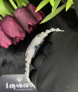 นาฬิกาข้อมือฮิปฮอปหรูหราประดับเพชร VVS มอยส์ซาไนต์  ตัวเรือนสแตนเลสสตีล ระบบออโตเมติก ผ่านการทดสอบเพชร - Product Image 3