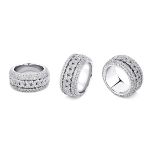 Bague de Fiançailles et de Mariage Éternité en Argent Sterling Moissanite de Luxe Premium Style Hip Hop – Bijou Diamant Élégant - Product Image 3