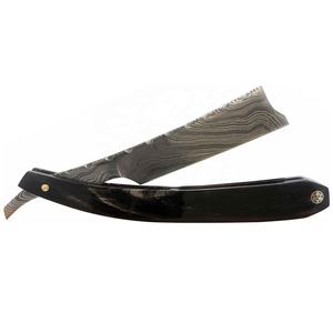 IKZARSA <b>Straight</b> Razor Stainless Steel Blade Buffalo Horn Handle Single Blade Barber Shop Use for Men Face Head Shaving Razor - Product Image 3