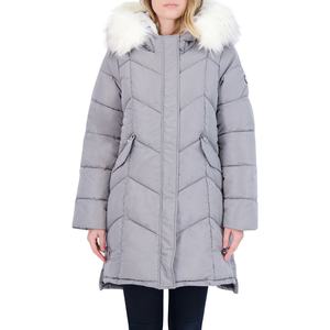 Women's Faux Hood Long Puffer Coat Long Puffer Padded Jacket - Product Image 1