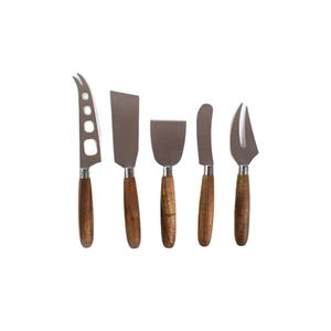Ensemble de couteaux à fromage au design élégant avec manches en bois d'acacia et lames en acier inoxydable, parfait pour le plateau de charcuterie, prix le plus bas - Product Image 1