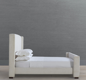 Lit double moderne minimaliste Marion French Cane avec 4 tiroirs, cadre rembourré en bois de mahogany massif, ensemble de chambre à coucher - Product Image 4