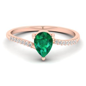 Anillo REYES de Diseño Clásico con Corte de Pera y Gema Esmeralda de 0.75 Quilates en Plata de Ley 925, Certificado GRA, Moissanita, Regalo de Boda, Joyería - Product Image 1