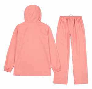 High Street Men's <b>Pink</b> Hooded 100% Nylon Sporty <b>Tracksuit</b> Set Full Sleeve Solid Color Breathable Lightweight Casual Summer Wear - Product Image 3