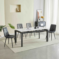 Table à manger moderne de luxe extensible et pliable avec plateau en céramique et base en métal pour la maison et l'hôtellerie