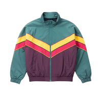 Veste coupe-vent rétro sport colorblock vert et violet, anorak de sport, veste coupe-vent imperméable en nylon, veste coupe-vent d'extérieur