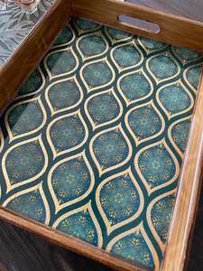 Plateau de service en bois avec poignées, plateau avec poignées, plateau ottoman, cadeau pour elle, plateau décoratif, décoration de plateau, cadeau de mariage - Product Image 6