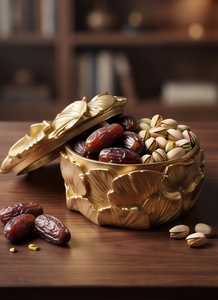 Boîte de rangement en métal doré en forme de feuille botanique pour dattes et fruits secs, pot de table, vente en gros - Product Image 2