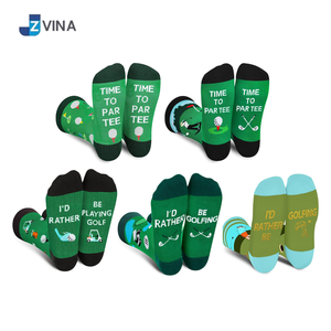 Calcetines Deportivos Personalizados para Hombre, Color Verde, Diseño de Dibujos Animados 'Preferiría Estar Jugando Golf', de Algodón Transpirable para Invierno, Hechos en Vietnam - Product Image 4