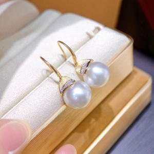 Boucles d'oreilles en argent pur S925 haut de gamme avec perles naturelles de 10-11 mm, épaisses, texturées, élégantes et luxueuses, assorties d'un cadeau - Product Image 1