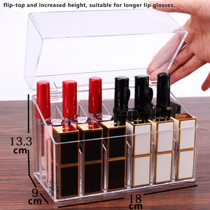 18 Slot Acrylic Lipstick Holder with Dust Cover Cosmetic Lip <b>Gloss</b> Display Storage Case - Product Image 2