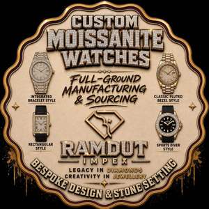 Montre analogique de luxe Hip-Hop en moissanite avec cadran à chiffres romains, verre, bracelet en acier inoxydable or blanc, étanche 3 ATM - Product Image 1